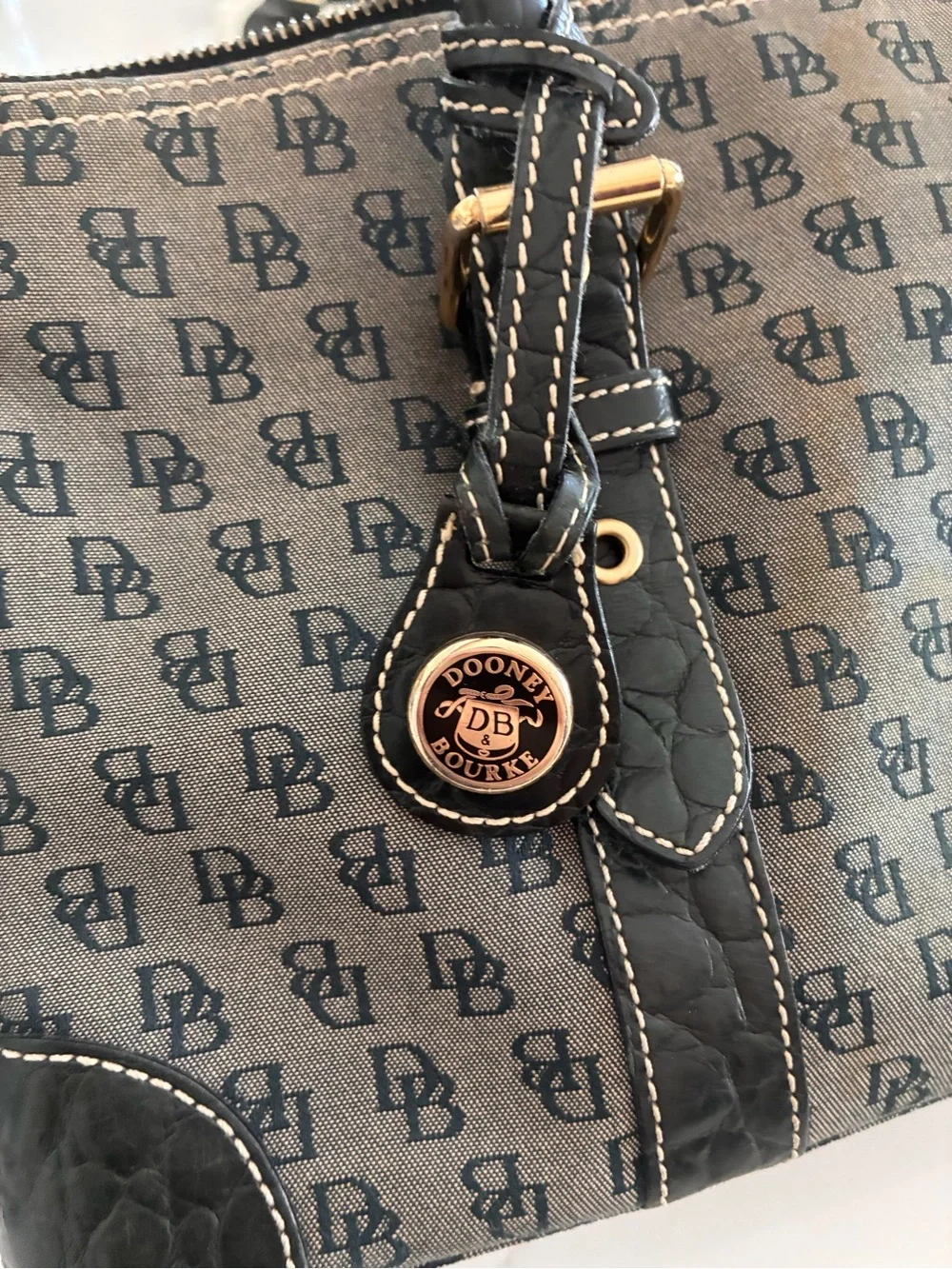 Dooney & Bourke Black and Gray Signature Satchel